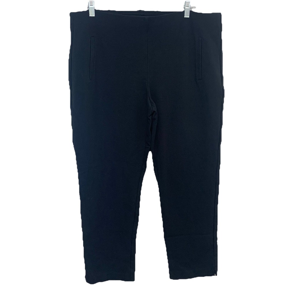 Chicos 3‎ Black Pull On Pants XL Ankle Stretch Casual Work Travel Capsule Comfy